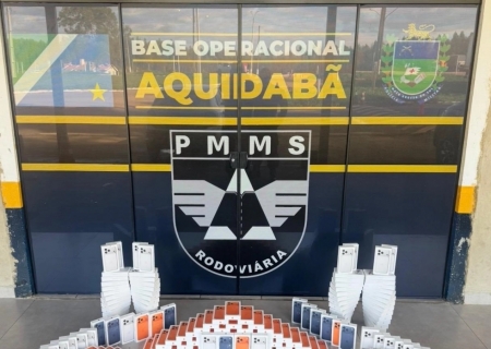 Polícia Militar Rodoviária apreende 202 iPhones avaliados em mais de R$ 2 milhões na MS-164