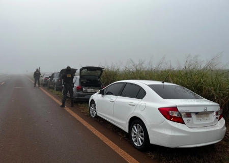 Comboio com cinco carros é interceptado pelo DOF e mais de 400 kg de drogas são apreendidos