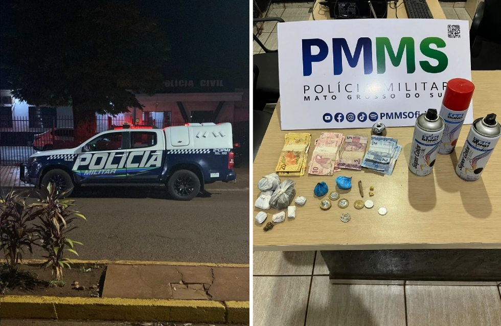 Dupla é presa com drogas após pichações em Rio Brilhante
