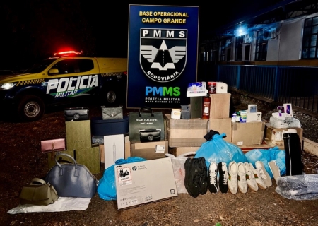 Polícia Militar Rodoviária apreende mercadorias estrangeiras avaliadas em mais de R$ 315 mil durante fiscalização na MS-258