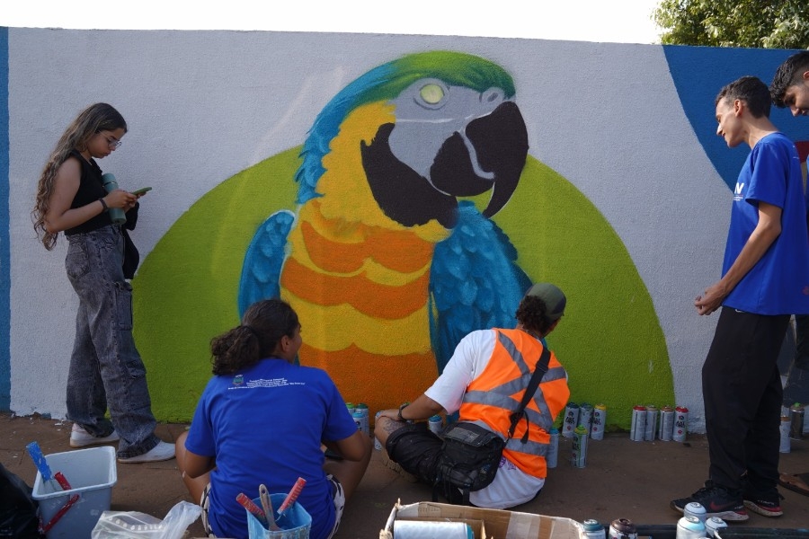 Oficina de grafite transforma muro de escola em espaço de arte e expressão em Batayporã