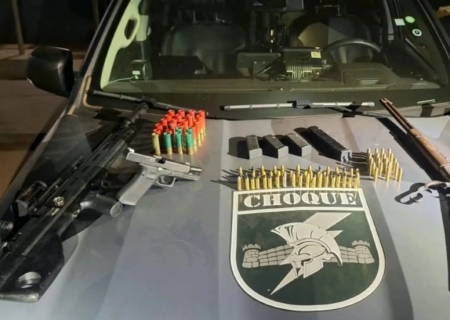 Choque apreende armas e munições avaliadas em R$ 30 mil em propriedade rural