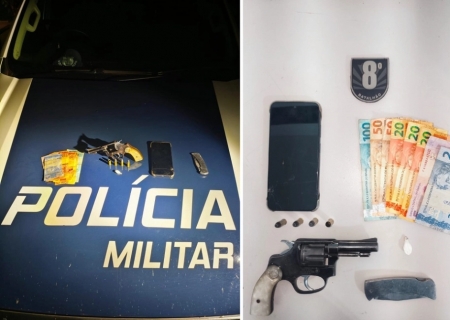 Jovem é flagrado com revólver e adolescente com cocaína durante abordagem em Angélica