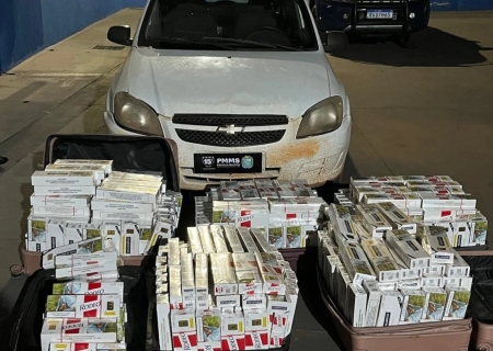 Polícia Militar apreende 540 pacotes de cigarros contrabandeados em Nova Alvorada do Sul