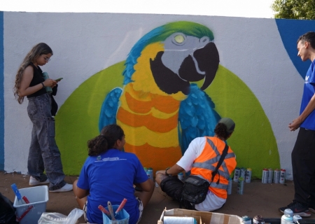 Oficina de grafite transforma muro de escola em espaço de arte e expressão em Batayporã
