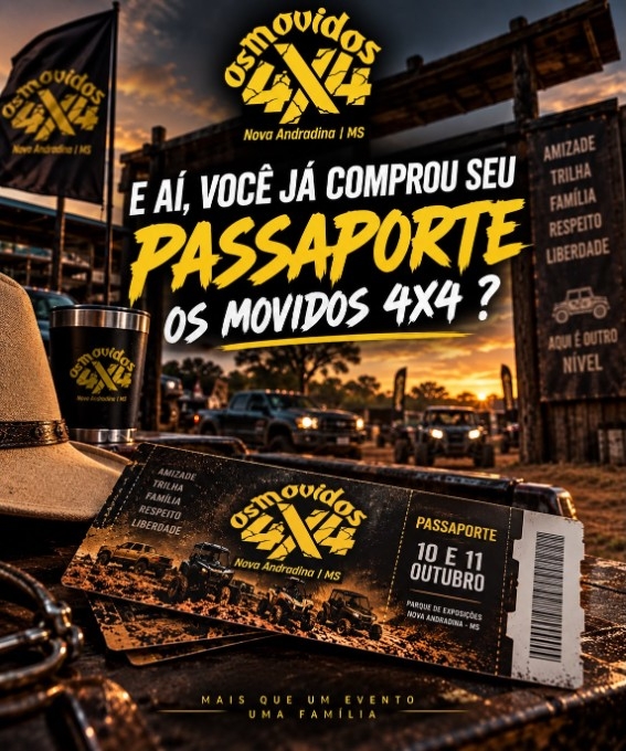 Os Movidos 4x4 terá shows, trilhas e ação solidária em Nova Andradina