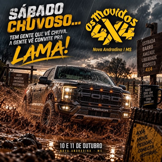 Os Movidos 4x4 terá shows, trilhas e ação solidária em Nova Andradina