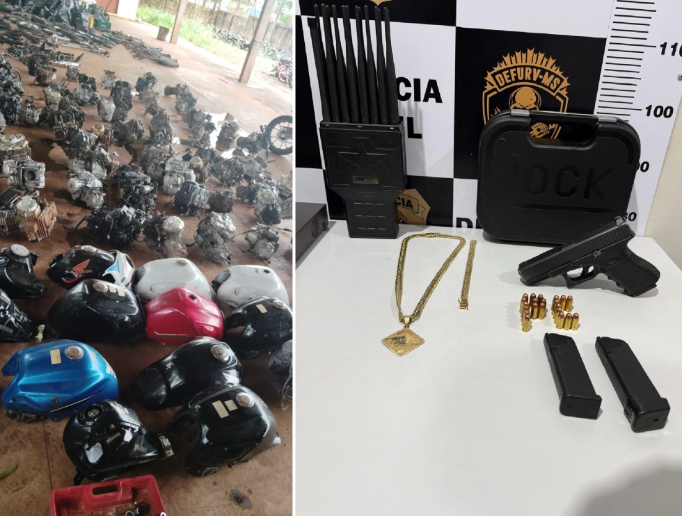 Passagem secreta atrás de freezer revela desmanche clandestino de motos em Campo Grande
