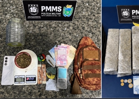 Operação da PM apreende mais de 3,3 kg de maconha em dois pontos de Nova Alvorada do Sul