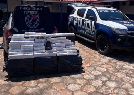 Força Tática apreende 755 pacotes de cigarros após perseguição em Nova Andradina