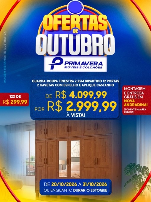 Primavera Móveis anuncia ofertas com descontos de até 44% em Nova Andradina