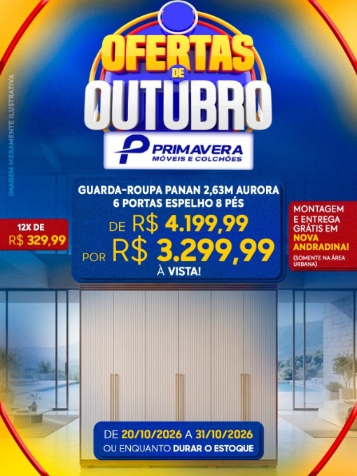 Primavera Móveis anuncia ofertas com descontos de até 44% em Nova Andradina