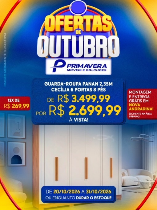 Primavera Móveis anuncia ofertas com descontos de até 44% em Nova Andradina