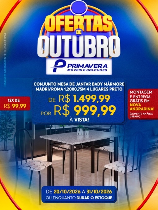 Primavera Móveis anuncia ofertas com descontos de até 44% em Nova Andradina