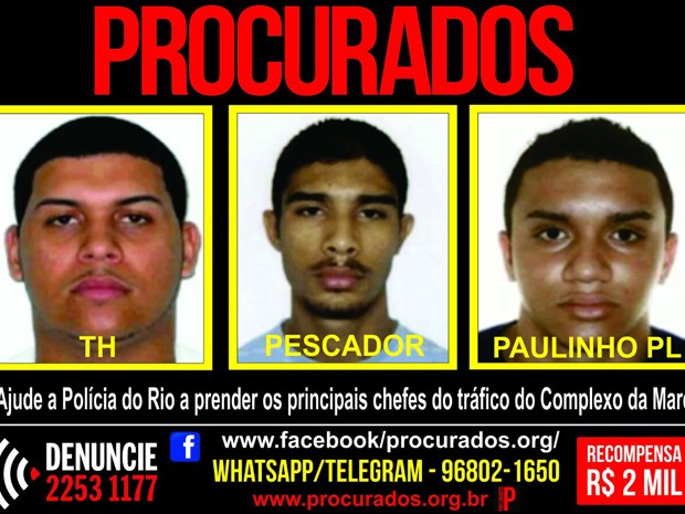 Chefes do tr&aacute;fico na Mar&eacute; s&atilde;o procurados pela pol&iacute;cia - Foto: Divulga&ccedil;&atilde;o/Portal dos Procurados