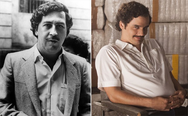 Pablo Escobar e sua vers&atilde;o interpretada por Wagner Moura na s&eacute;rie 'Narcos' - Foto: Divulga&ccedil;&atilde;o