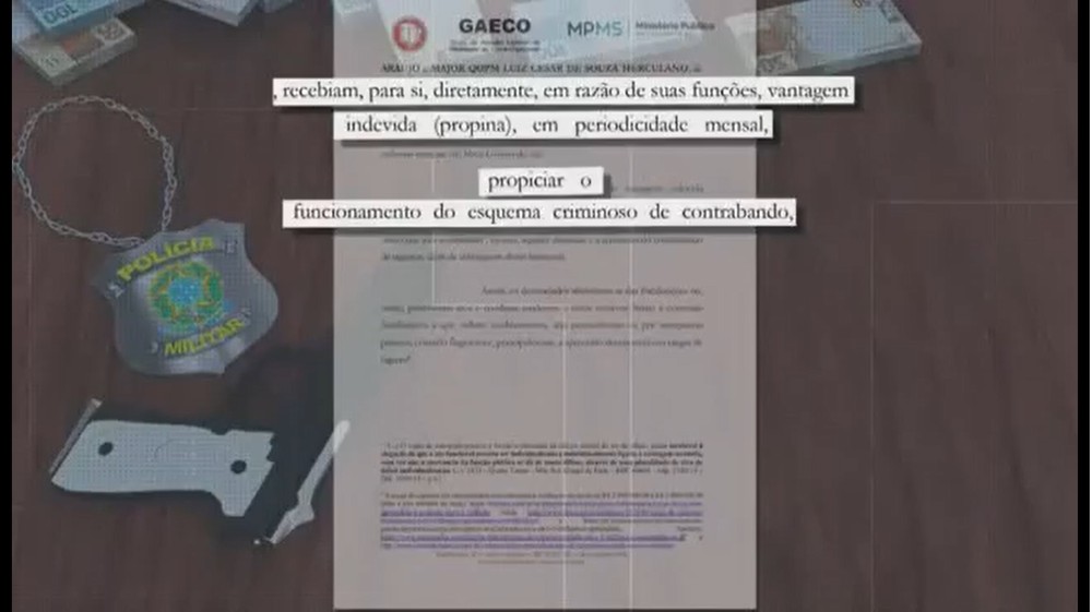 Denúncia do Gaeco e Ministério Público afirma que cúpula da PM em MS recebia propina para fazer parte de esquema criminoso de contrabando f Foto: TV Morena/Reprodução