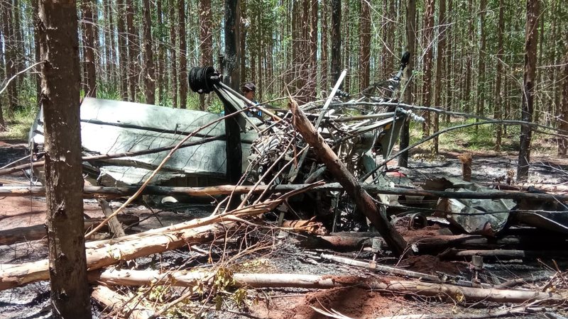 Avião de pequeno porte caiu em plantação de eucalipto de fazenda, no dia 20 de dezembro deste ano - Foto: Divulgação