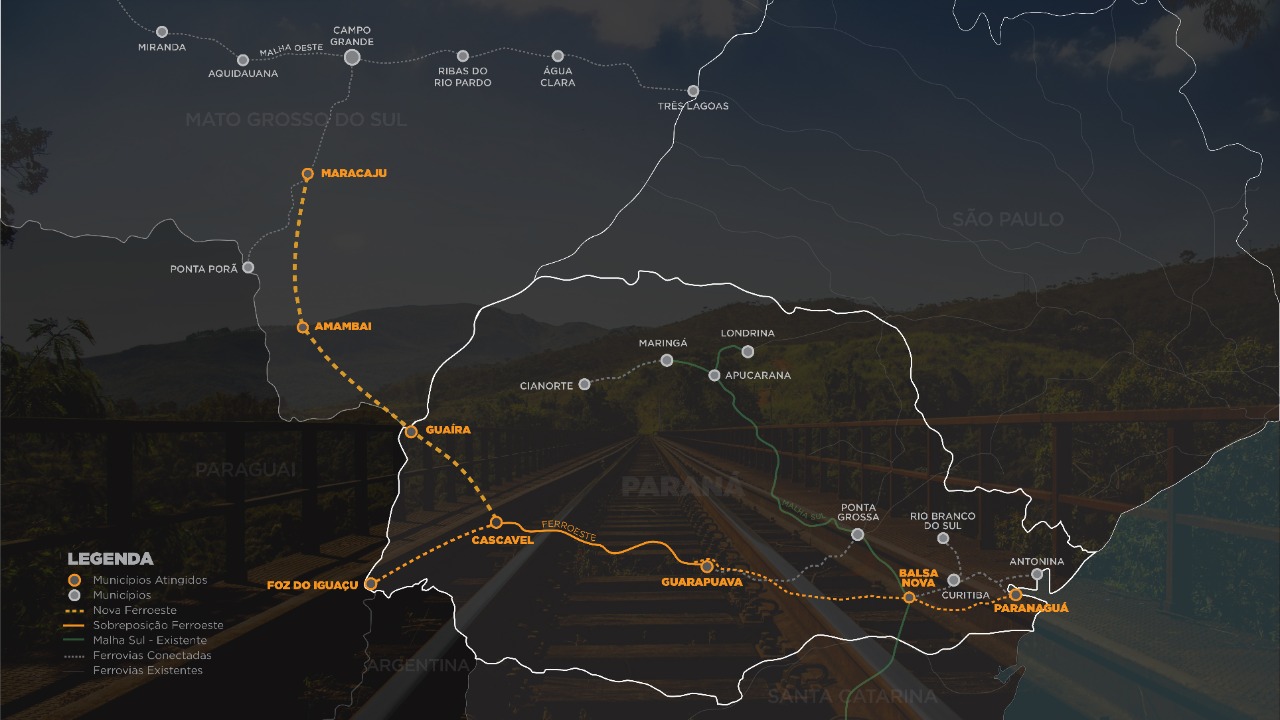 Mais avançada, Nova Ferroeste já está em processo de licenciamento ambiental e prevê a construção de uma estrada de ferro entre o Mato Grosso do Sul e o litoral do Paraná - Foto: Agência Estadual de Notícias- PR