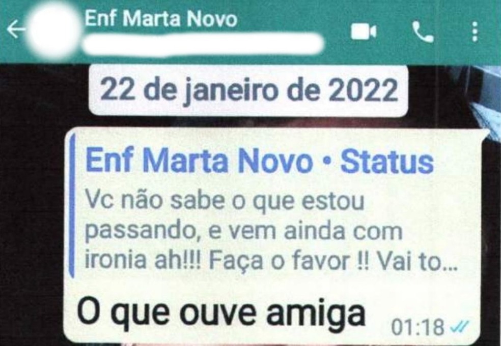 Marta desabafou depois que amiga viu publicação em aplicativo de mensagens - Foto: Reprodução/Redes sociais