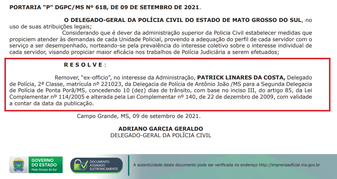 Di&aacute;rio Oficial do Estado - Foto: Reprodu&ccedil;&atilde;o/Governo do MS