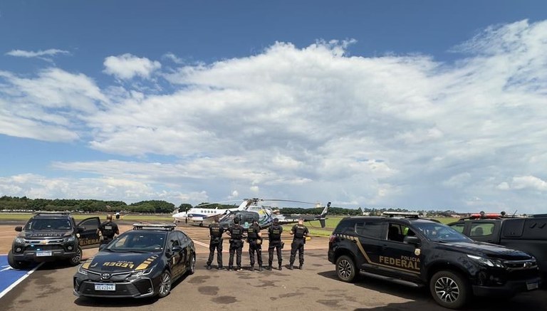 Traficante foi transportado de helicóptero de Ponta Porã a Campo Grande - Foto: Polícia Federal/Reprodução