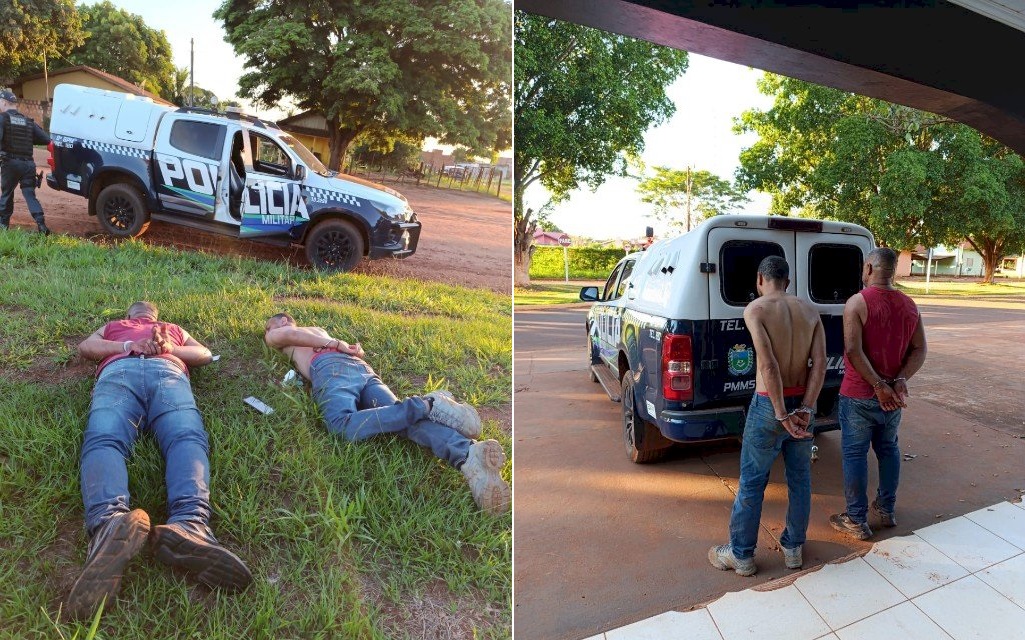 Luciano do Carmo Santos, de 27 anos e Francisco José dos Santos, de 53 anos, foram presos no local - Foto: Angélica Notícias